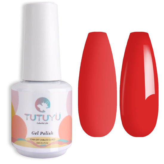 Picture of TUTUYU Red Gel Nail Polish, UV/LED Soak Off Scarlet Red Gel Polish for Manicure Salon or DIY Nail Art at Home,Bright Red Color Gel Kit,0.5 fl.oz - GP0053