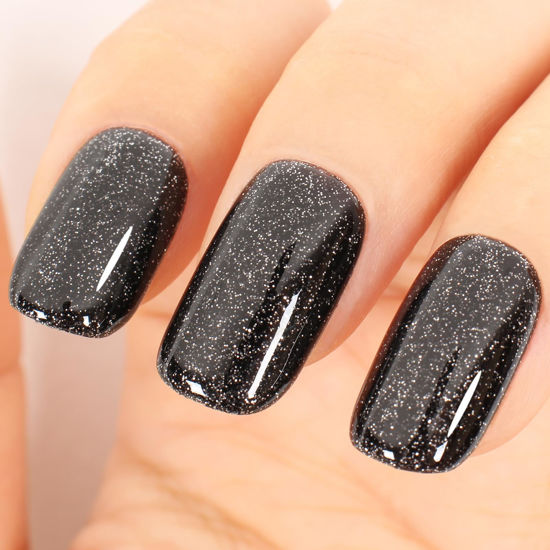 Picture of TUTUYU Glitter Black Gel Polish,Sparkle Shimmer Black Glitter Gel Nail Polish,15ml Soak Off UV Gel Polish for DIY Manicure, Gifts for Women Grils - GP0065