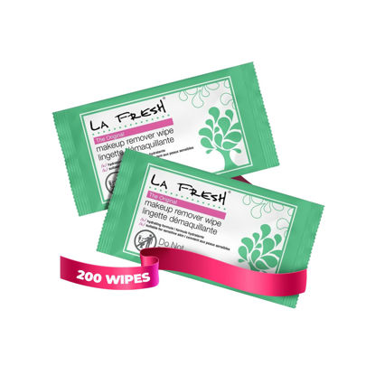 Picture of LA Fresh Makeup Remover Wipes with Vitamin E - Make up Remover Wipes for Face, Eyes, Lips - Face Wipes Travel Essentials - Case of 200ct Makeup Wipes