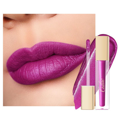 Picture of Oulac Matte Liquid Purple Lipstick for Women, Fuchsia Long lasting Lip Stain, Waterproof Highly Pigmented Creamy Formula Lipstick with Vitamin E, Vegan & Cruelty-Free, 4.5ml (MS02)