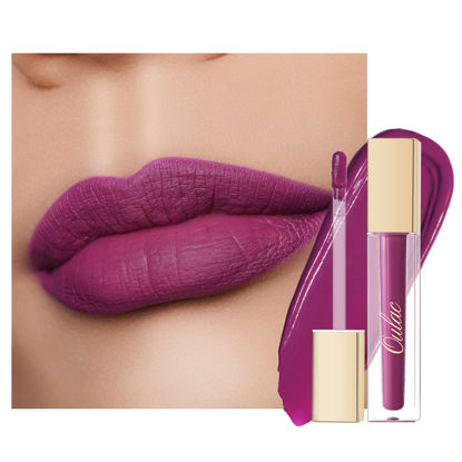 Picture of Oulac Matte Liquid Purple Lipstick for Women, Dark Violet Long Lasting Lipstick, Waterproof Lip Stain, No Transfer, Creamy High Pigmented Formula with Vitamin E, Vegan & Cruelty-Free M15