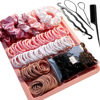 Picture of YANRONG Hair Accessories Set: 755PCS Seamless Ponytail Holders, Scrunchies, Hair Bands, and Hair Ties for Thick and Curly Hair (Gradient Powder)