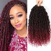 Picture of Col Bling 14 Inch 8 Packs Goddess Locs Crochet Hair Ombre Burgundy Faux Locs Crochet Hair for Women Pre Looped River Locs Crochet Hair with Curly Ends Synthetic (#TBUG)