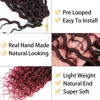 Picture of Col Bling 14 Inch 8 Packs Goddess Locs Crochet Hair Ombre Burgundy Faux Locs Crochet Hair for Women Pre Looped River Locs Crochet Hair with Curly Ends Synthetic (#TBUG)