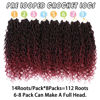 Picture of Col Bling 14 Inch 8 Packs Goddess Locs Crochet Hair Ombre Burgundy Faux Locs Crochet Hair for Women Pre Looped River Locs Crochet Hair with Curly Ends Synthetic (#TBUG)