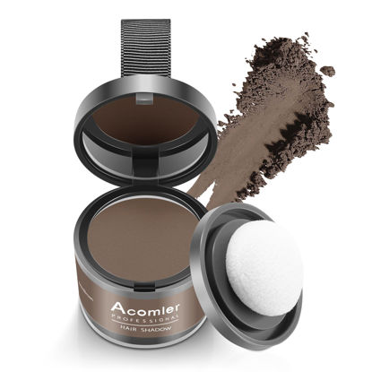 Picture of Acomler Root Cover Up Powder for Thinning Hair, Grey Coverage, and Bald Spots - Medium Brown for Hairline Shadow and Beard Line