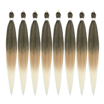 Picture of ShowCoco Braiding Hair Pre Stretched 42 Inches -8 Bundles Itch Free Synthetic Fiber Crochet Twist Braids Yaki texture Braiding Hair Extensions (42inch,1B/27/613#)