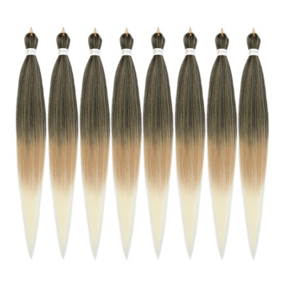 Picture of ShowCoco Braiding Hair Pre Stretched 42 Inches -8 Bundles Itch Free Synthetic Fiber Crochet Twist Braids Yaki texture Braiding Hair Extensions (42inch,1B/27/613#)