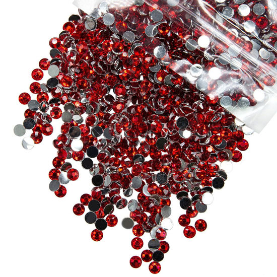 Picture of qiipii 2800PCS 4mm Crystal Red Resin Rhinestones for Crafting Siam Red Flatback Stones Bulk SS16 Non-Hotfix Ruby Red Diamonds Crystals Gems Charms for Nails Face Eyes Makeup Mugs Tumblers DIY Crafts
