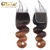 Picture of QTHAIR 12A 1B/4/30 Ombre Closure Body Wave 4x4 Transparent Color Swiss Lace Closure Brazilian Unprocessed Virgin Human Hair Dark Roots 3 Tone 1B/4/30 Body Wave Closure(14in)