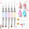 Picture of Beetles Nail Art Brushes Set 7 Pcs Double-ended Nail Art Brushes Kit Gel Polish Design Pen Liner Brush Petal Painting Brush Oval Brush Flat Brush Gradient Brush Dotting Pen Valentines Gifts for Women