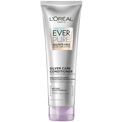 Picture of L’Oréal Paris EverPure Silver Care Sulfate Free Conditioner, Brightening and Nourishing Hair Care for Gray and Silver Hair, Vegan Formula with Peptides, 8.5 Fl Oz