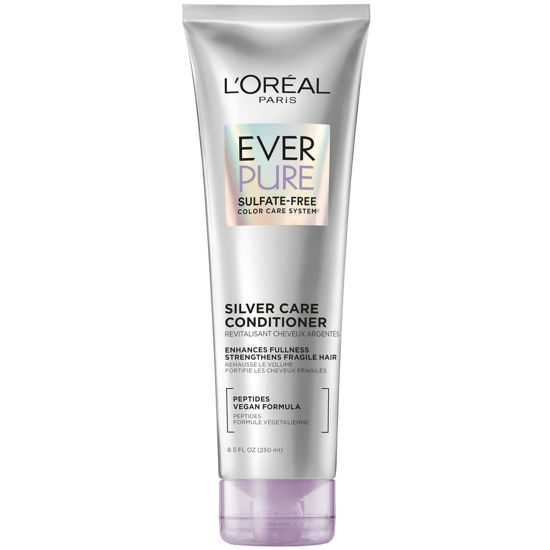 Picture of L’Oréal Paris EverPure Silver Care Sulfate Free Conditioner, Brightening and Nourishing Hair Care for Gray and Silver Hair, Vegan Formula with Peptides, 8.5 Fl Oz