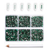 Picture of Beadsland 7200pcs Flatback Rhinestones,Green Rhinestones Nail Gems Round Crystal Rhinestones for Crafts,Mixed 6 Sizes with Wax Pencil Kit, SS3-SS10,Emerald