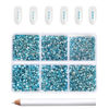 Picture of Beadsland 7200pcs Flatback Rhinestones,Blue Rhinestones Nail Gems Round Crystal Rhinestones for Crafts,Mixed 6 Sizes with Wax Pencil Kit, SS3-SS10,Aquamarine