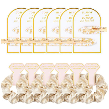 Picture of 12 PCS Soft Silk Satin Hair Accessories - Scrunchies, Hair Clips for Bridal Shower Gifts, Wedding Favors for Women and Girls