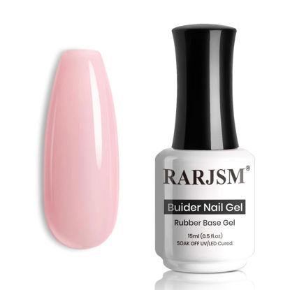 Picture of RARJSM Light Pink Rubber Base Gel Nail Polish Nude Skin Tone Rubber Base Gel for Nails Natural Nude Color French Manicure Brush on Builder Extend Gel Soak Off Curing Requires 15ml Salon Home DIY Use