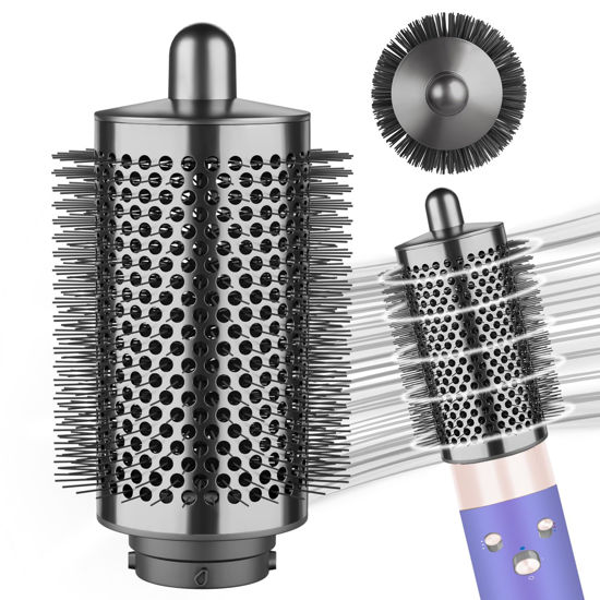 Picture of YTCHYYSK Large Round Volumizing Brush (Metal Gray) Compatible with Dyson Airwrap, Fluff up and Volumize for Styling, Hair Brush Attachment for Salon-Quality Results, 1 Count, Curly Hair, Unisex