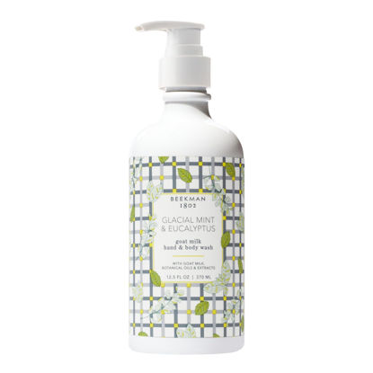 Picture of Beekman 1802 Goat Milk Hand Wash, Glacial Mint & Eucalyptus - Scented - 12.5 fl. oz - Cleanses, Nourishes & Hydrates - With Aloe Vera and Jojoba Seed Oil - No Irritation - Good for Sensitive Skin