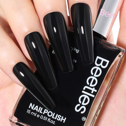 Picture of Beetles Black Nail Polish 15ml Nail Polish-Fast Drying & Long Lasting Classic Black Nail Polish Nail Art Effect for Nail Salon-Quality Results