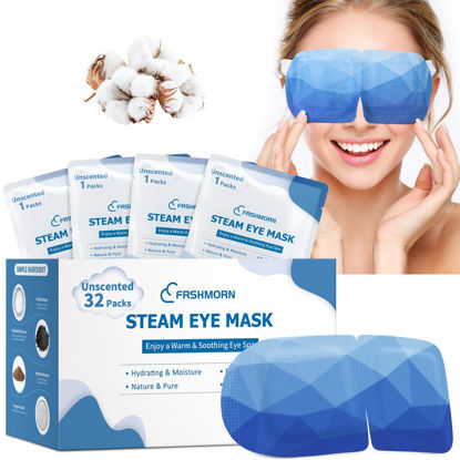 Picture of FRSHMORN 32 Packs Steam Eye Mask, Heated Eye Mask for Sleeping, Warm Compress for Eyes, Self Heating Disposal Eye Mask Comfortable Sleep Mask for Home, Office, Spa, Travel Essentials (Unscented)