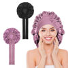 Picture of Arqumi 2 Pcs Satin Silk Bonnet for Sleeping Women, Large Long Strap Tie Band Adjustable Sleep Night Cap Hair Bonnet Wrap for Men, Black+Leather Red