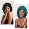 Picture of Arqumi 2 Pcs Satin Silk Bonnet for Sleeping Women, Large Long Strap Tie Band Adjustable Sleep Night Cap Hair Bonnet Wrap for Men, Black+Dark Green