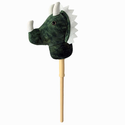Picture of PonyLand: Music Stick Animal - Green Dinosaur - Music Button, Sturdy Two-Piece Stick W/Colorful Soft Plush Animal Head, Pretend Play, Kids Ages 3+