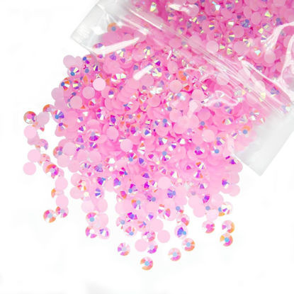 Picture of qiipii 1550PCS 5mm Pink AB Resin Rhinestones Light Pink AB Flatback Jelly Resin Stones Bulk SS20 Non-Hotfix Diamonds Gems Charms for Nails Face Eyes Makeup Mugs Tumblers Bottles DIY Crafts Decoration