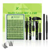 Picture of Lash Extension Kit 3D Effect Fluffy Lash Clusters Kit KEYYOU 120pcs D Curl 8-18MIX Complete High Definition Waterproof Kit DIY Lash Extension Kit (Aura-8-18MIX)