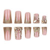 Picture of RUOKEXIN Long Press on Nails Duck Fake Nails Gold Glitter French Tip False Nails with Gold 3D Butterfly Designs Duck Nail Press ons Glossy Artificial Nails Cute Stick on Nails for Women 24Pcs