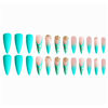 Picture of Hkanlre French Fake Nails Green Press on Nails Long Stiletto Acrylic False Nails Full Cover Rhinestones Nails for Women and Girls 24PCS