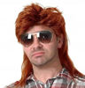 Picture of Kaneles Orange Mullet Wigs for Men 80s Costumes 70s Rocker Fancy Party Accessory Cosplay Halloween Wig (Orange)