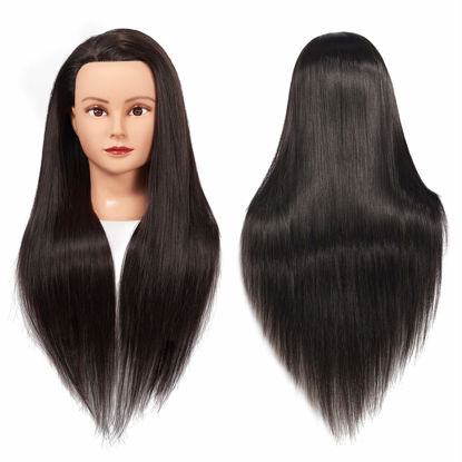 Picture of Training Head 26"-28" Mannequin Head Hair Styling Manikin Cosmetology Doll Head Synthetic Fiber Hair Hairdressing Training Model Free Clamp (1711LB0220)