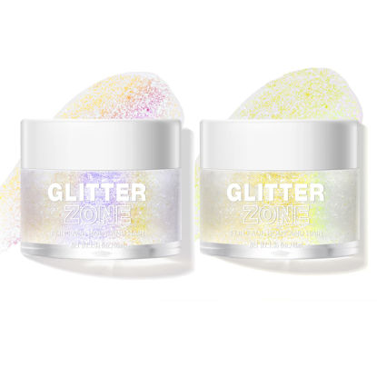 Picture of LANGMANNI Holographic Body Glitter Gel for Body, Face, Hair and Lip.Color Changing Glitter Gel Under Light. Vegan & Cruelty Free-1.35 oz (3# Neon Violet+4# Sapphire Blue)