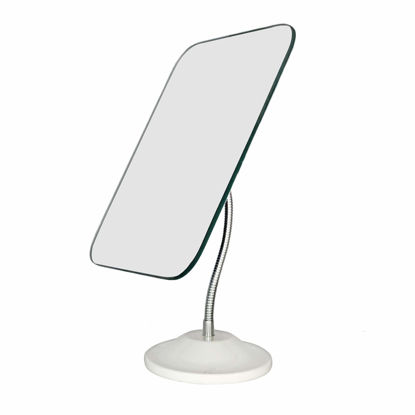 Picture of YEAKE Adjustable Flexible Gooseneck Makeup Mirror,360°Rotation Folding Portable Desk Vanity Mirror with Stand Shower Shaving Cosmetic Mirror Square Large