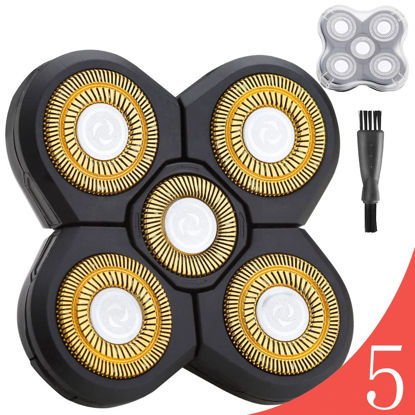 Picture of Upgraded 5 Blades Shaver Replacement Heads for Head Shaver 5 Blades Replacement Shaver Head Blade 5 Heads Beard Electric Razor Shaver Head