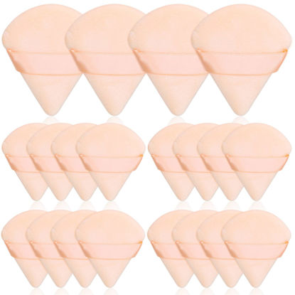 Picture of Thrilez 20pcs Triangle Powder Puff, Loose Powder Puffs Makeup Puff for Face Powder, Setting Powder Puff for Make Up, Face Puff Pads for Press Powder, Sponge Powder Applicator for Face and Eye (Beige)