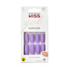 Picture of KISS Gel Fantasy Press On Nails, 'Save', Purple, Long Size, Square Shape, Includes 28 Fake Nails, 2g Pink Gel Nail Glue, 1 Manicure Stick, 1 Mini File