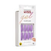 Picture of KISS Gel Fantasy Press On Nails, 'Save', Purple, Long Size, Square Shape, Includes 28 Fake Nails, 2g Pink Gel Nail Glue, 1 Manicure Stick, 1 Mini File