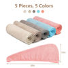 Picture of AIDEA Microfiber Hair Towel Wrap, 5 Pack Hair Turbans, Super Absorbent Quick Dry Hair Towel Wrap for All Hair Types Anti Frizz, Multicolor 26"×10"