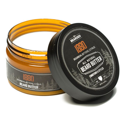 Picture of Live Bearded Beard Butter, 3 fl oz - Made in the USA - All-Natural Leave-in Conditioner and Softener with Shea | 1880 Scent - Bourbon, Bitters, Citrus