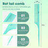 Picture of Rat Tail Comb Parting Comb：2Pcs Rat Tail Combs for Women，Fine Tooth Parting Tip Carbon Fiber Root Teasing Anti Static Tail Comb，Hair Combs for Styling（Green,Black ）