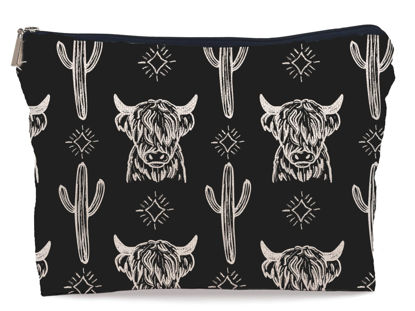 Picture of Lacosu Western black Makeup Bag,Western Gifts For Women,Cow Makeup Bag,Cowgirl Stuff,Western Stuff For Women,Western Gifts,Cowgirl Gifts(black)