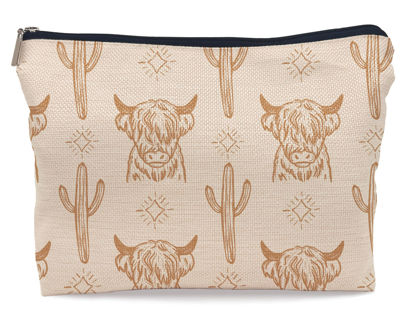 Picture of Lacosu Western beige Makeup Bag,Western Gifts For Women,Cow Makeup Bag,Cowgirl Stuff,Western Stuff For Women,Western Gifts,Cowgirl Gifts(beige)