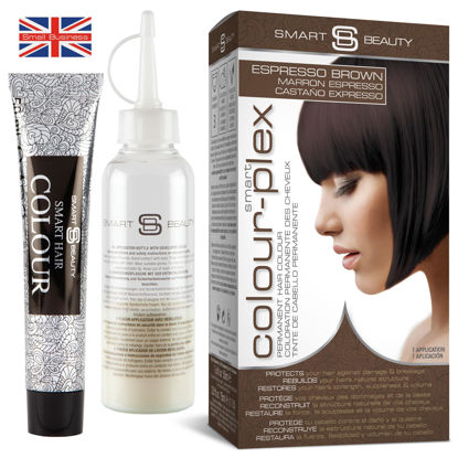 Picture of Smart Beauty Espresso Brown Hair Dye Permanent with Plex Anti-Breakage Technology that Protects Rebuilds Restores Hair Structure, Permanent Hair Colour, Brown Hair Dye, Vegan, Cruelty Free
