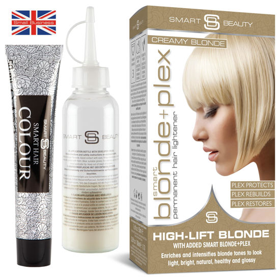 Picture of Smart Beauty Creamy Blonde Hair Dye Permanent with Plex Anti-Breakage Technology that Protects Rebuilds Restores Hair Structure, Permanent Hair Colour, Bleach Hair Dye, Vegan, Cruelty Free