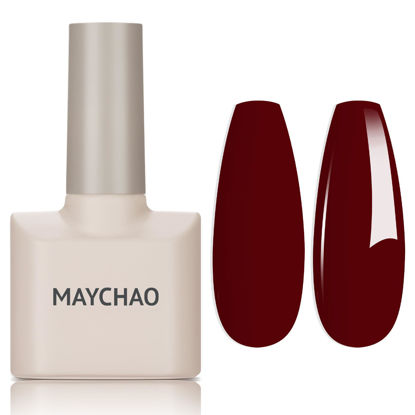 Picture of MAYCHAO 15ML Gel Nail Polish 1Pc Burgundy Red Gel Polish Soak Off UV LED Nail Polish Nail Art Starter Manicure Salon DIY at Home, 0.5 OZ