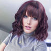 Picture of VCKOVCKO 12Inches Loose Wave Bob Wig Wavy Burgandy Wig with Air Bang Curly Hair Wigs Synthetic Cosplay Party Wigs for Women (12Inches,Burg Mix Blue)