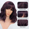 Picture of VCKOVCKO 12Inches Loose Wave Bob Wig Wavy Burgandy Wig with Air Bang Curly Hair Wigs Synthetic Cosplay Party Wigs for Women (12Inches,Burg Mix Blue)